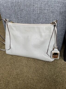 henri bendel Light Gray Leather Crossbody Bag with Gold Hardware